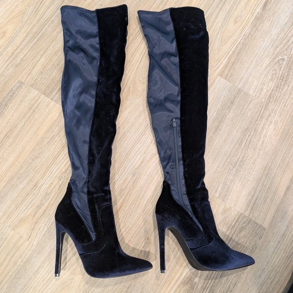 JustFab Shoes - JustFab Midnight Velvet Over the Knee Boots